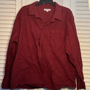 Super soft maroon cotton button down shirt